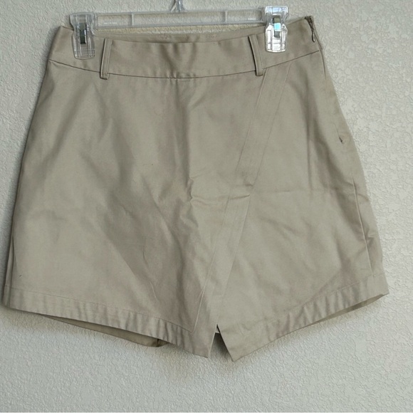 FRAME Women's Cotton Trench Skort Casual Solid Khaki Beige Size 4 - Picture 1 of 8